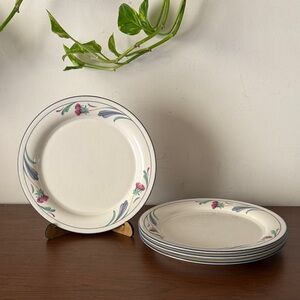 Lenox Poppies On Blue Salad Plates 8 1/2 in Set of 4